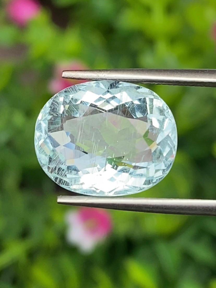 พลอย อความารีน Aquamarine 8.47 กะรัต (Cts.) พลอยแท้ อัญมณีมงคลประจําวันเกิด เครื่องประดับพลอย