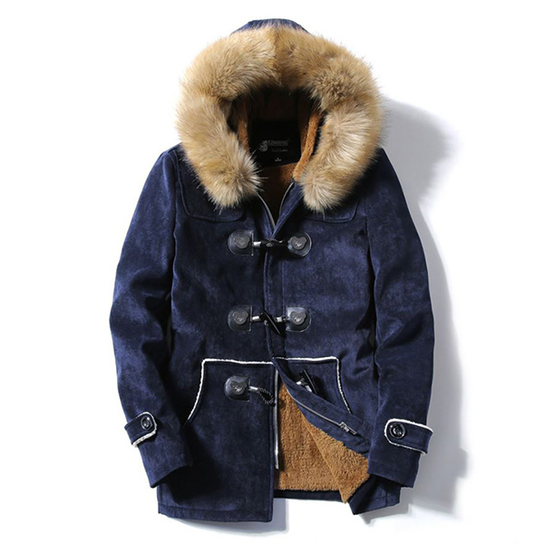 เสื้อโค้ทแฟชั่นญี่ปุ่น มีฮู้ดเฟอร์ถอดได้ ซับขนกันหนาวติดลบ (10227MM)