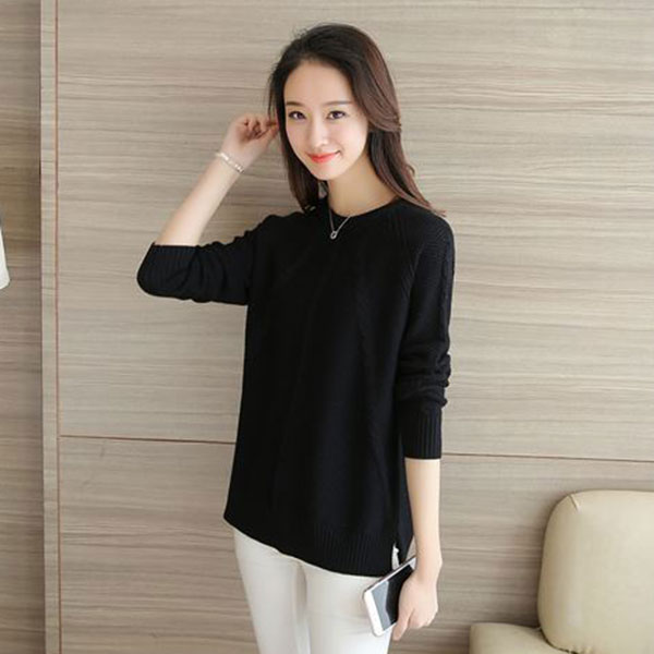 เสื้อสเวตเตอร์ไหมพรม แขนยาว ผ้านิ่มถักลาย (12085B)