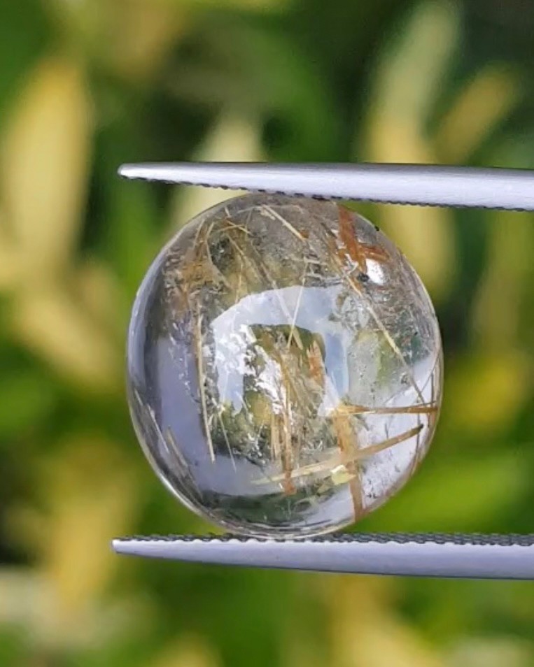 ไหมทอง ควอตซ์ Golden Rutilated Quartz 10.48 กะรัต Cts.พลอยแท้ อัญมณีมงคลประจําวันเกิด เครื่องประดับพลอย