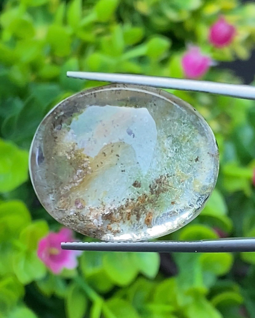 โป่งข่าม ควอตซ์ Rutilated Quartz 42.88 กะรัต Cts. พลอยแท้ อัญมณีมงคลประจําวันเกิด เครื่องประดับพลอย