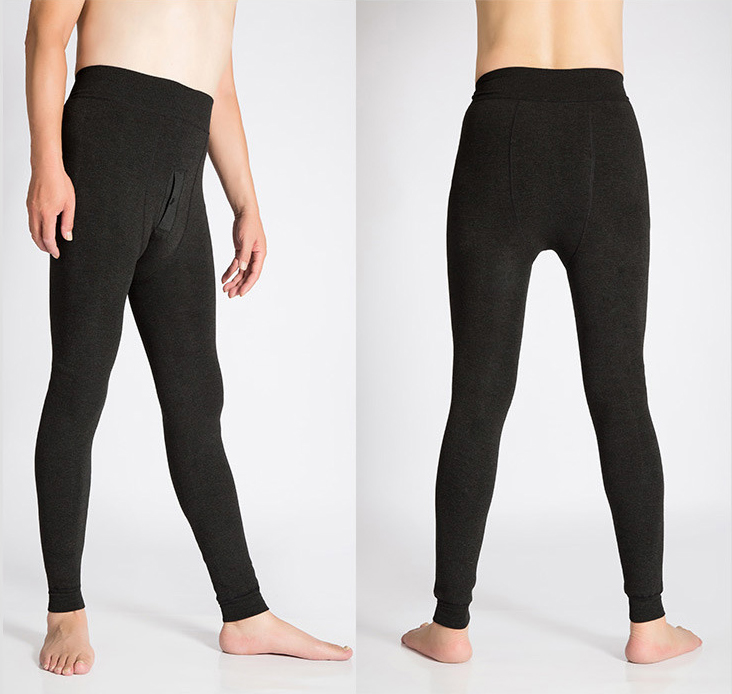 กางเกงเลกกิ้งผู้ชาย กันหนาวติดลบ ซับกำมะหยี่สีดำ (10150MM)