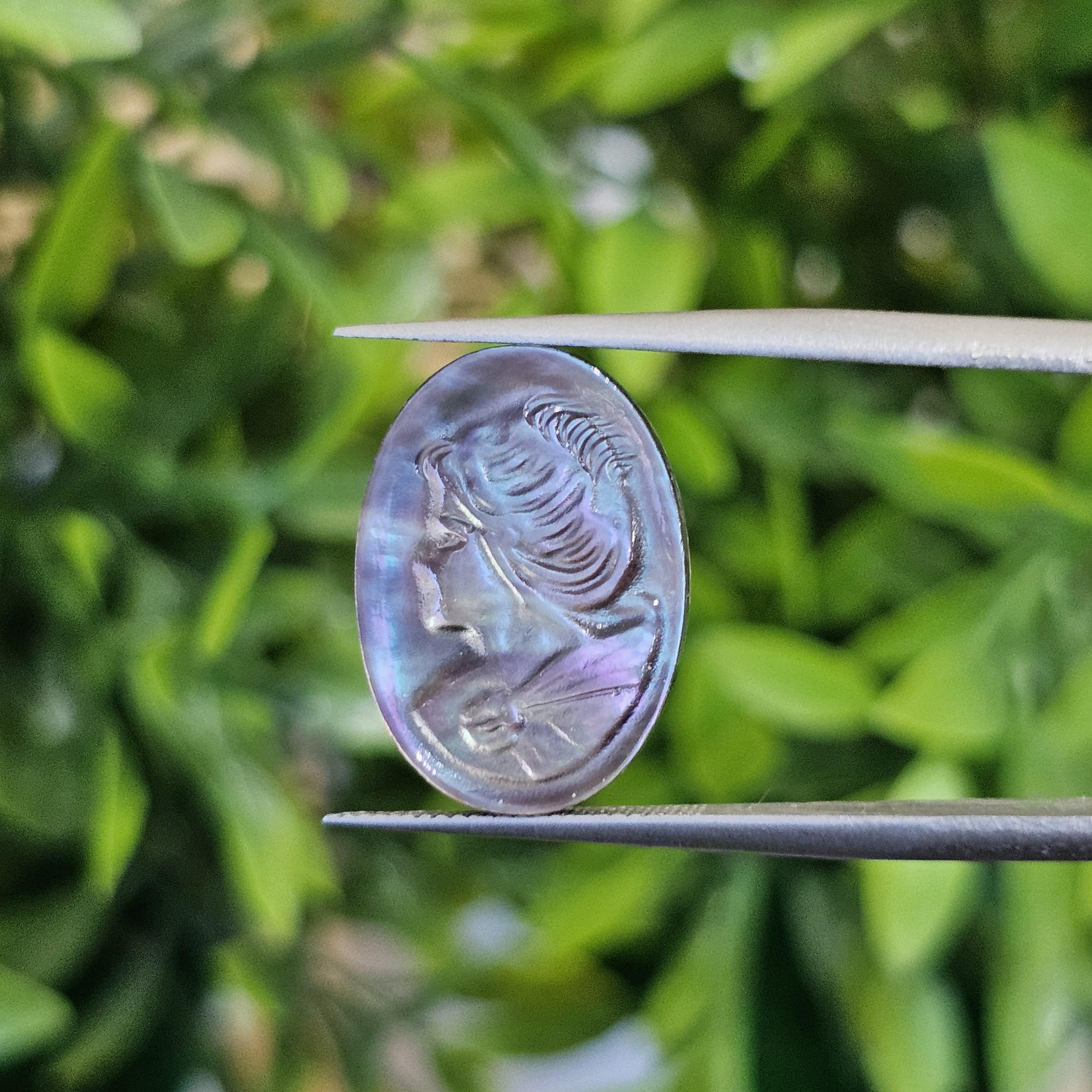 เปลือกหอยมุก แกะสลัก Pearl Shell Carved 4.50 กะรัต (Cts.) พลอยแท้ อัญมณีมงคลประจําวันเกิด เครื่องประดับพลอย