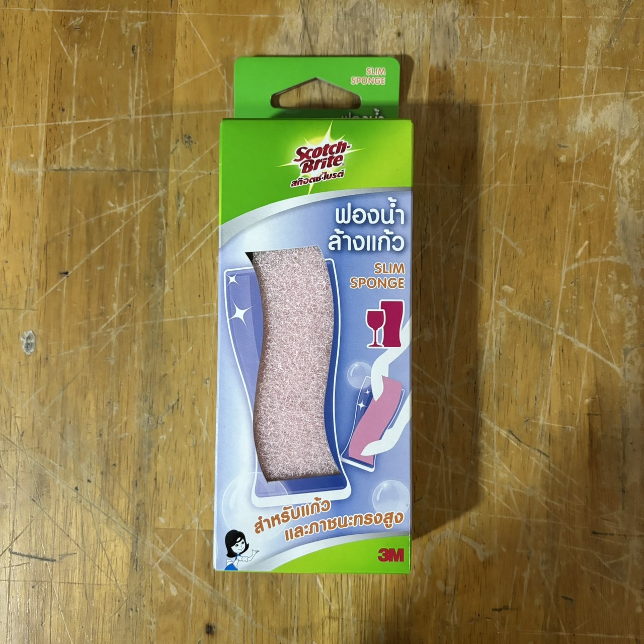 Scotch-Brite สก็อตช์-ไบรต์ ฟองน้ำล้างแก้ว สีชมพู