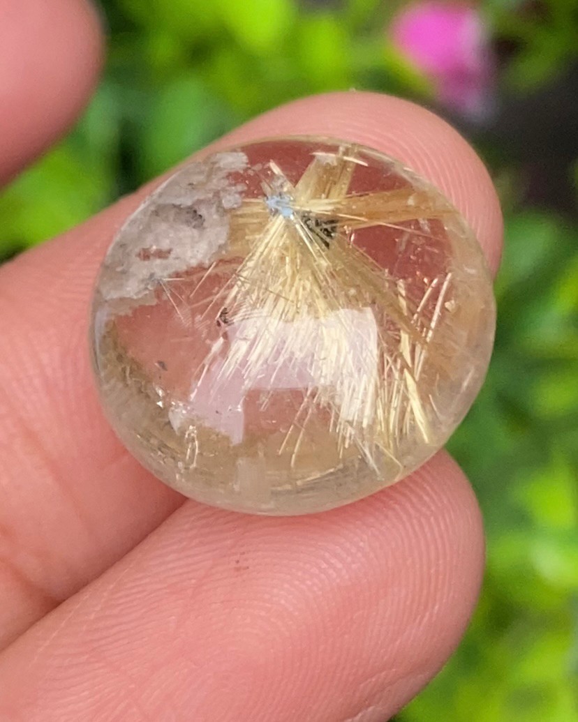 ไหมทอง สตาร์ ควอตซ์ Golden Star Rutilated Quartz 19.36 กะรัต Cts.พลอยแท้ อัญมณีมงคลประจําวันเกิด เครื่องประดับพลอย