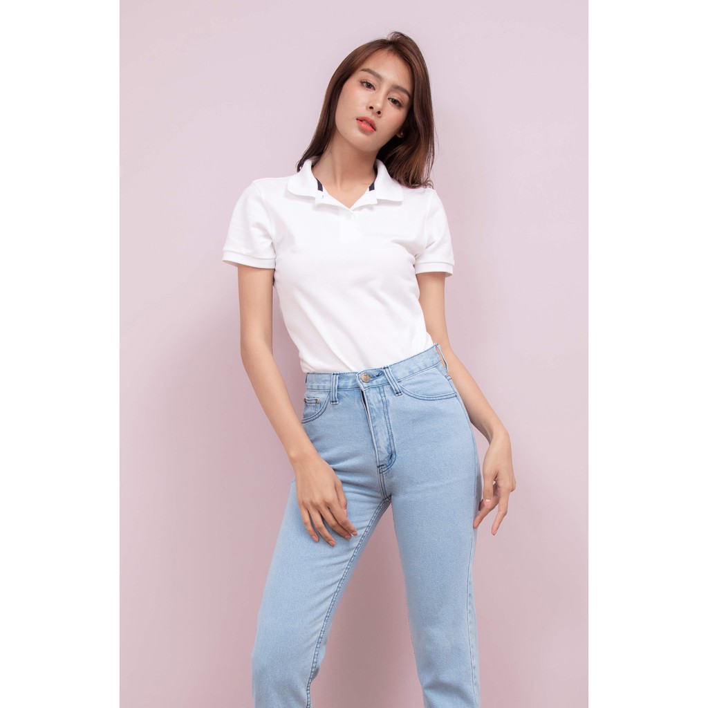 No Problem Noproblem ยอดขาย No.1 รับประกัน ไม่ย้วย ไม่ยืด ผ้านุ่ม เสื้อโปโล หญิง สีขาว