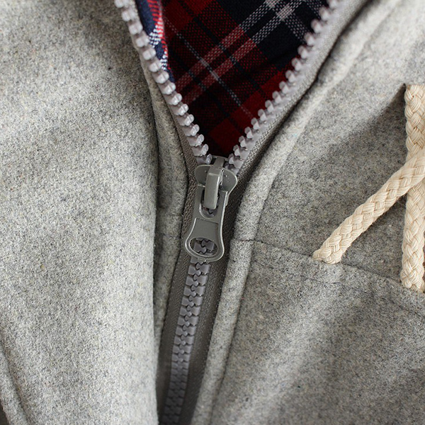 เสื้อโค้ทกันหนาวซับผ้าทอลายตาราง มีฮู้ด แต่งกระเป๋าลายไก่ (11384LM)