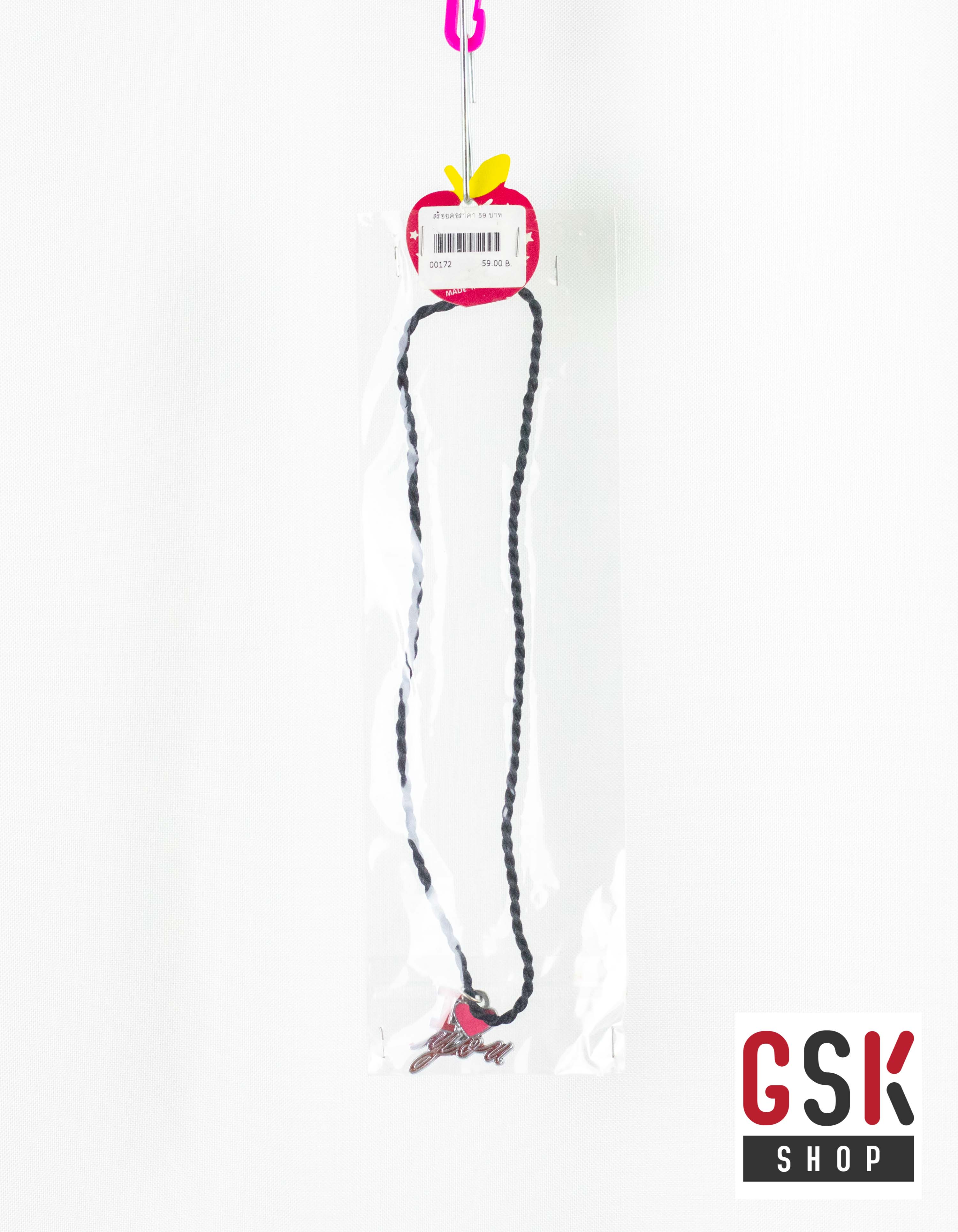 สร้อยคอเกลียวสีดำ+จี้สุดเก๋