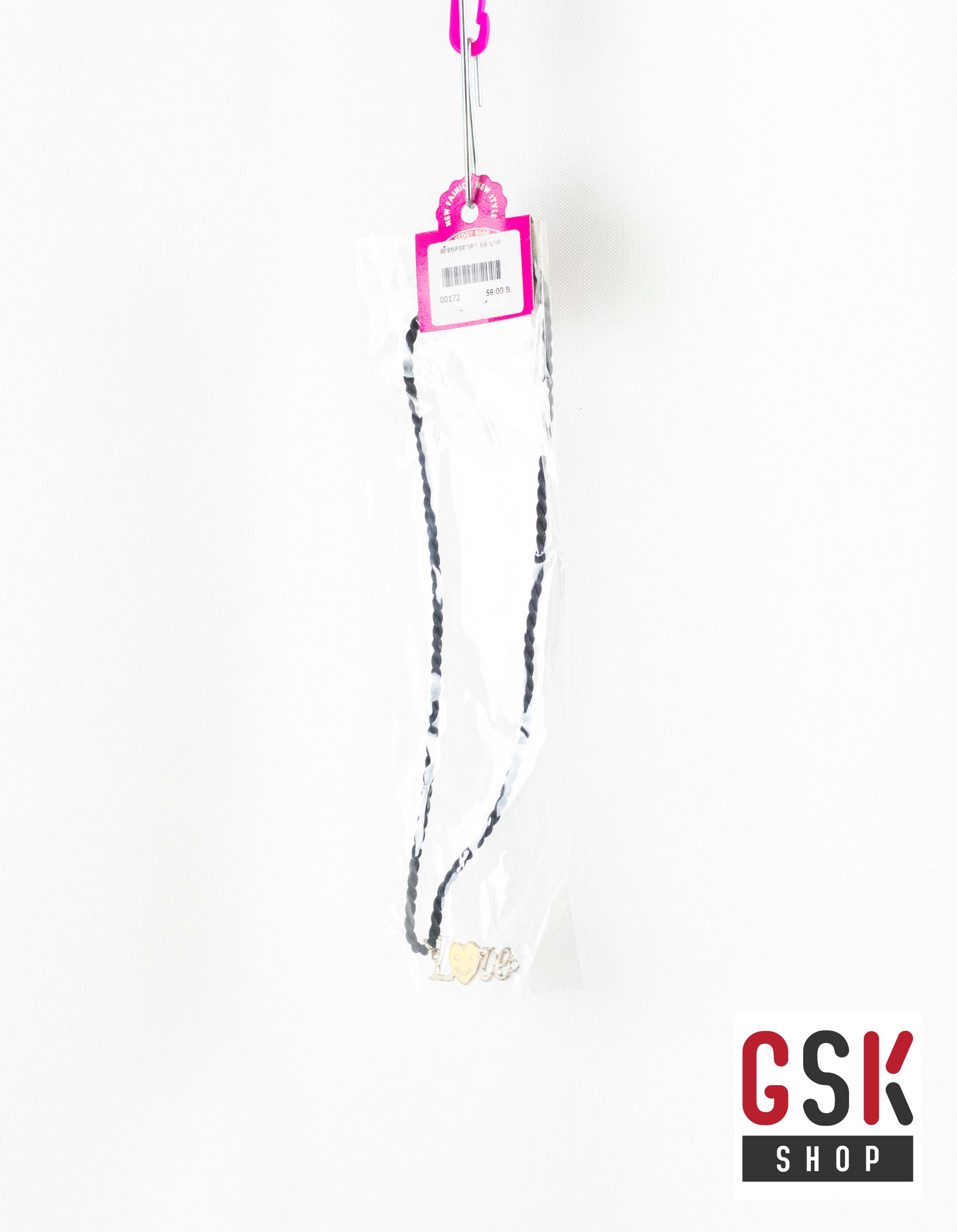 สร้อยคอเกลียวสีดำ+จี้สุดเก๋