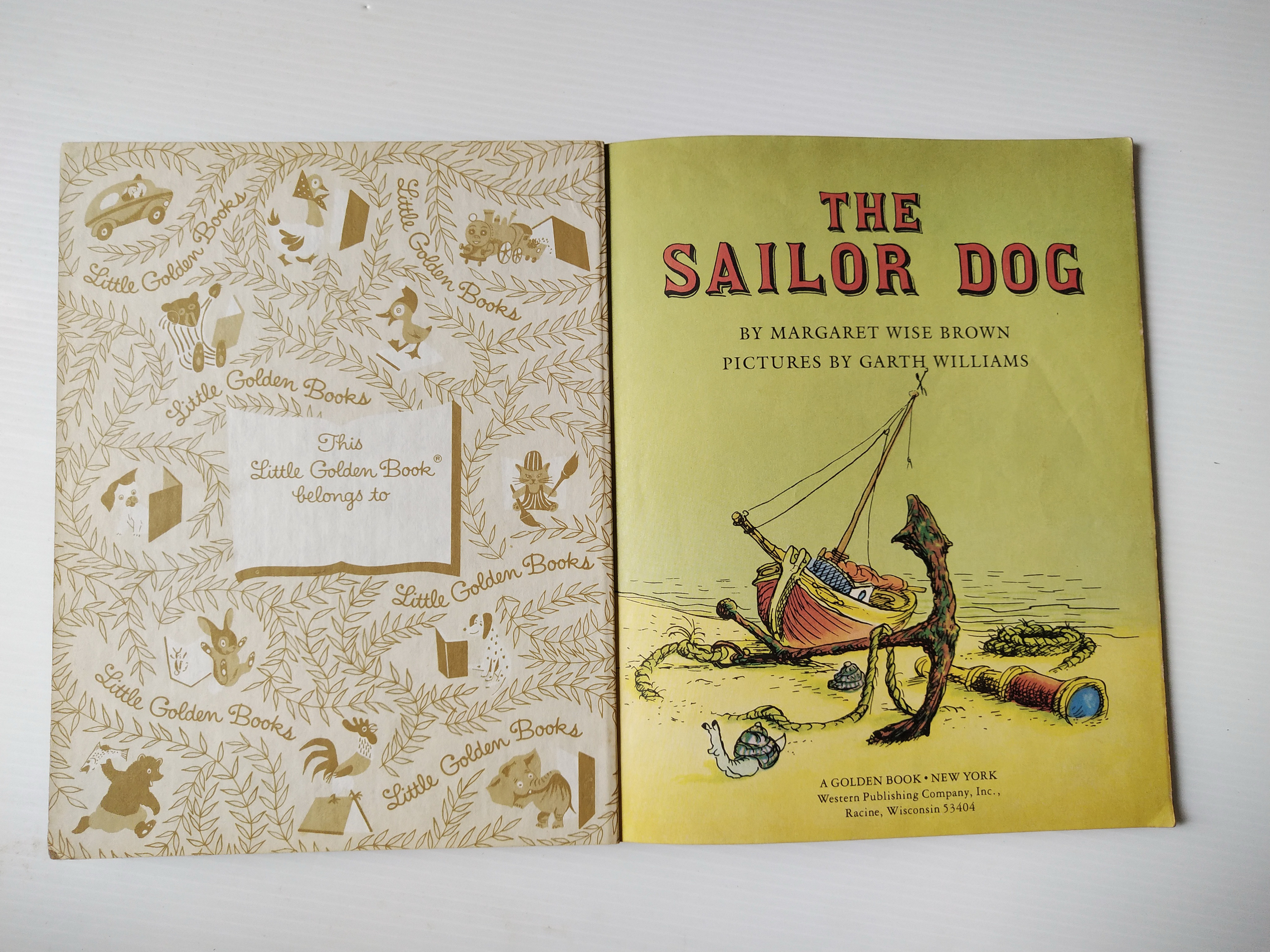 หนังสือนิทานเด็กฉบับภาษาอังกฤษ The Sailor Dog โดย Margaret Wise Brown ภาพโดย Garth Williams ,Golden Book New York