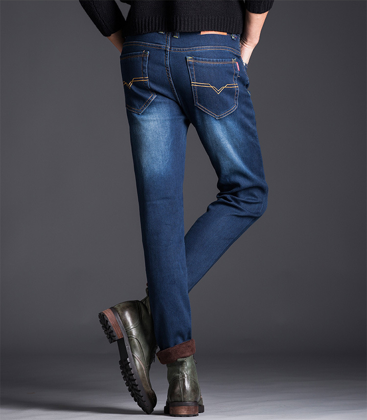 กางเกงยีนส์กันหนาวผู้ชาย รุ่นหนามีซับขนนุ่ม (10177MM)