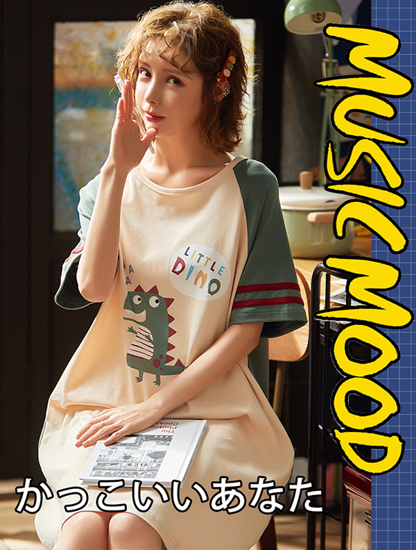 🔥พร้อมส่ง🔥ชุดนอนกระโปรง ชุดนอนน่ารัก เดรสคอตตอนนุ่มนิ่มมีน้ำหนัก ใส่ได้บ่อยค่ะ (CT105-1)