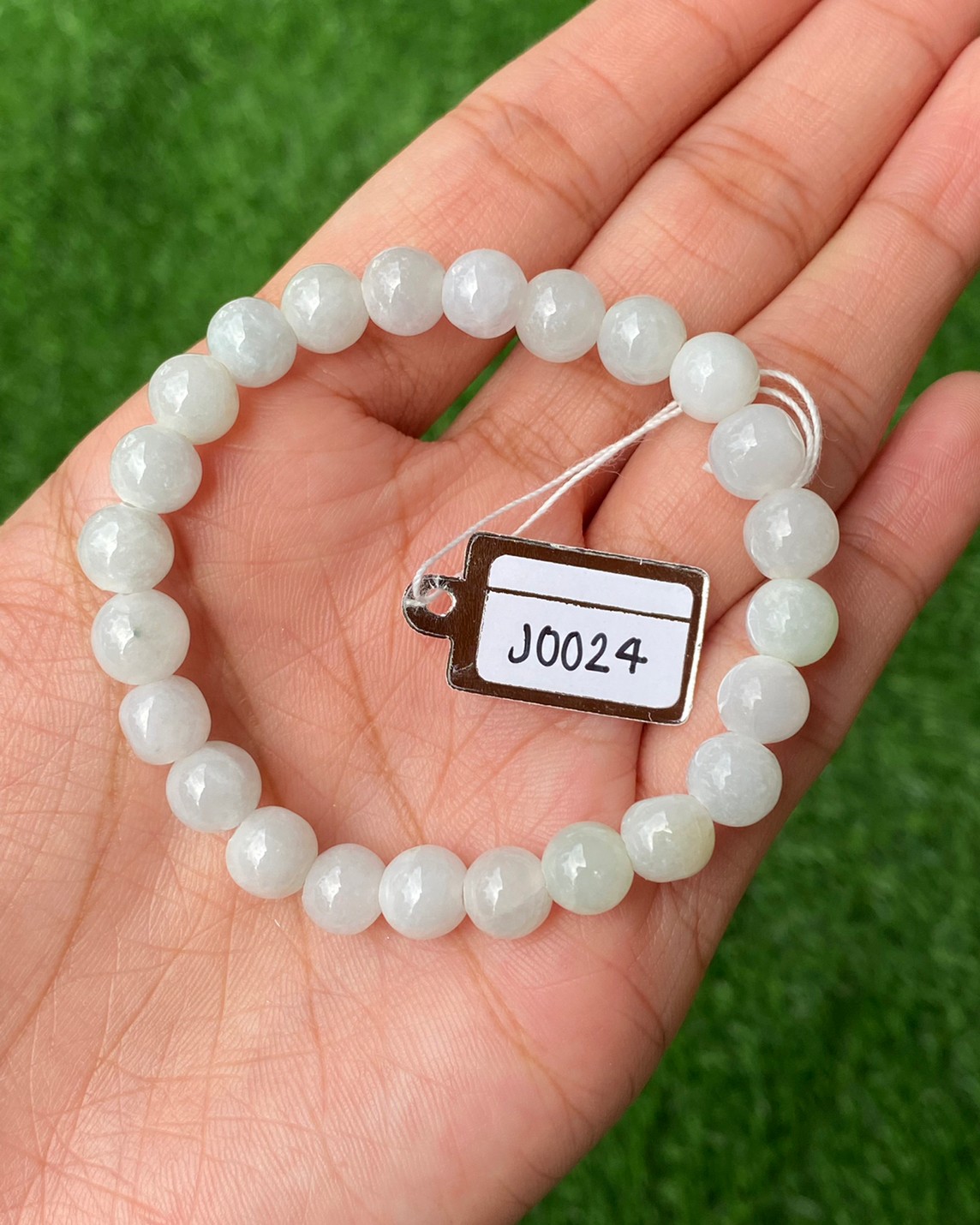 J0024 หยก พม่า แท้ Jade กำไล ประคำหยก (Jadeite Beads Bracelet) พม่า (Myanmar)