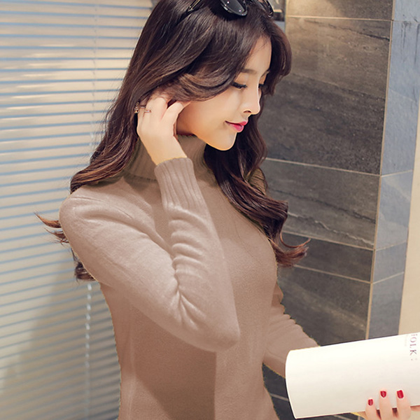 เสื้อคอเต่า เสื้อคอพับ ผ้าไหมพรมวูลหนานุ่ม (12265B)