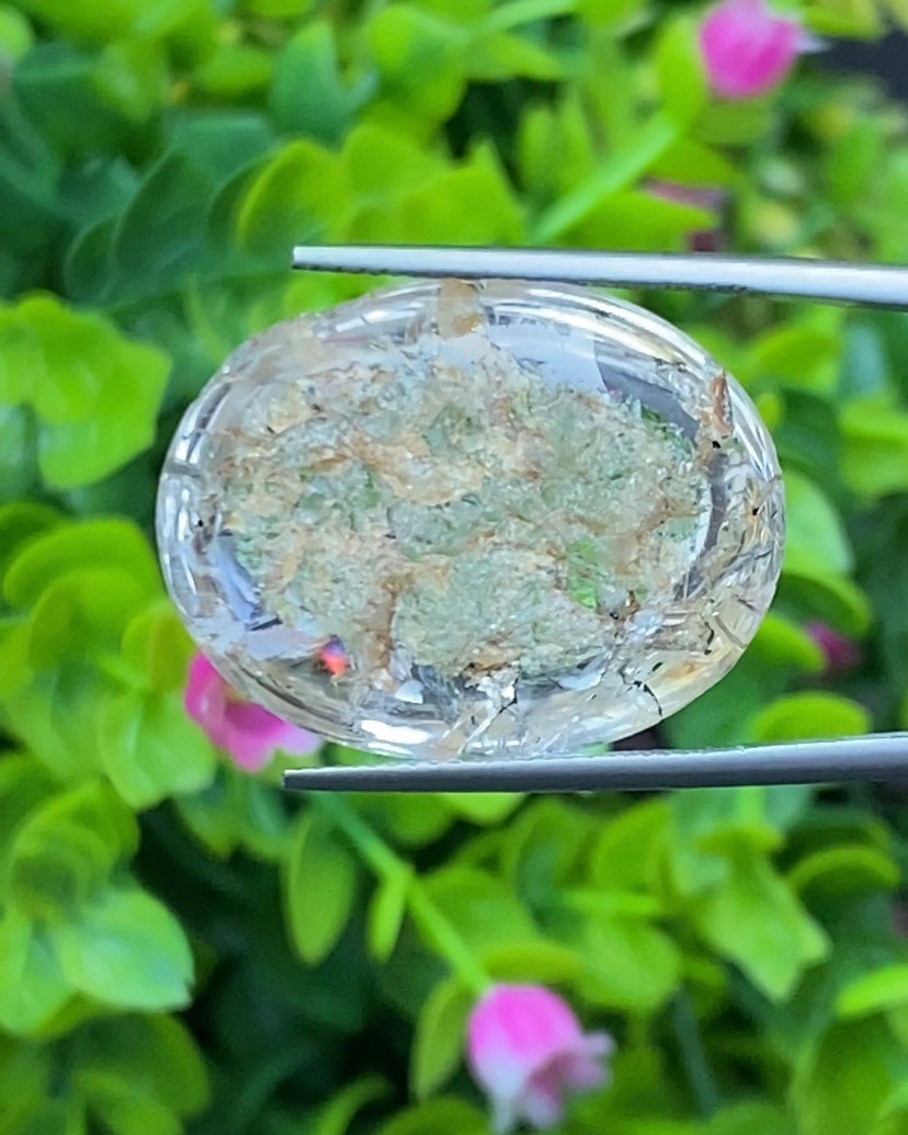 โป่งข่าม ควอตซ์ Rutilated Quartz 41.83 กะรัต Cts. พลอยแท้ อัญมณีมงคลประจําวันเกิด เครื่องประดับพลอย