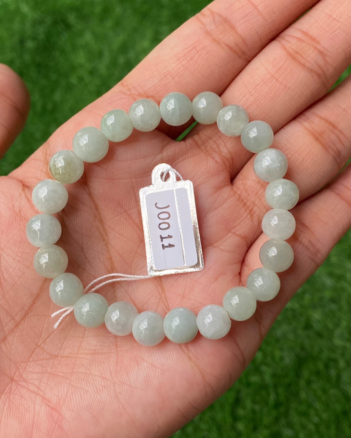 J0011 หยก พม่า แท้ Jade กำไล ประคำหยก (Jadeite Beads Bracelet) พม่า (Myanmar)