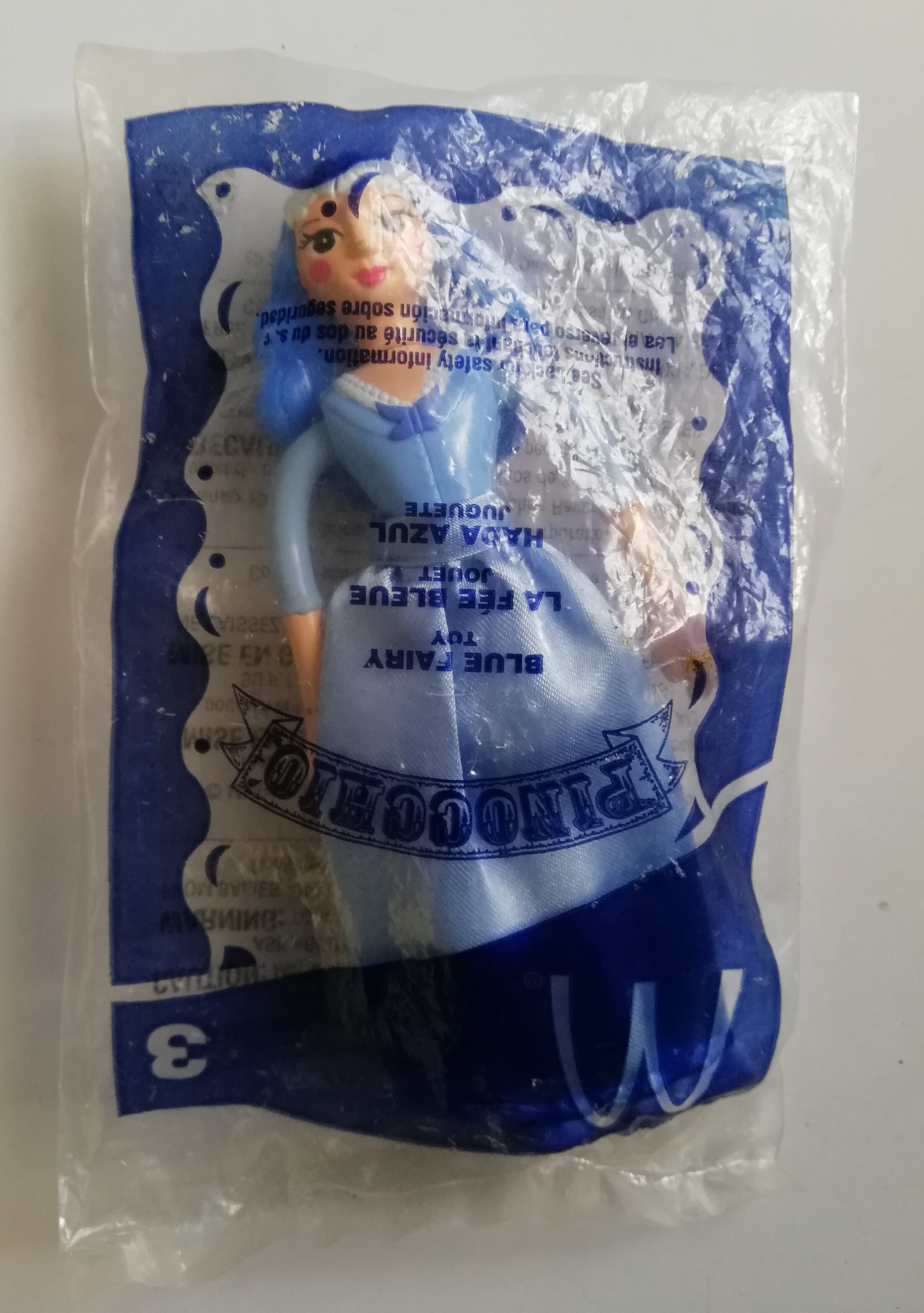 ของเล่น ของสะสม ตุ๊กตานางฟ้า ผู้ใจดี blue fairy จากเรื่อง พิน๊อคชิโอ ของ แมคโดนัลด์ยังไม่แกะแพค เก่าเก็บตามสภาพ กระโปรงเป็นผ้า