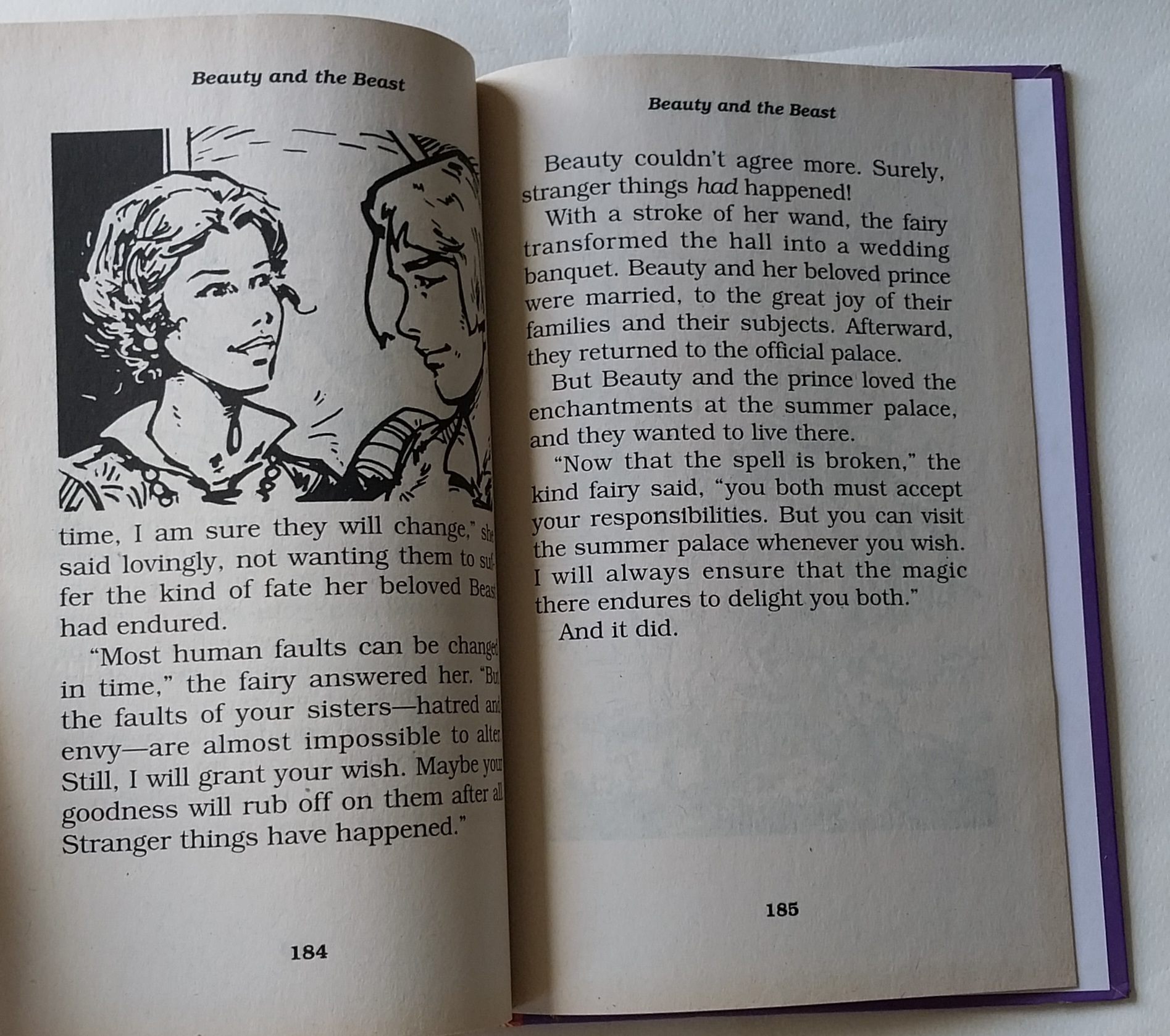 หนังสือนิทานภาษาอังกฤษ สภาพเก่าเก็บ บิวตี้แอนด์บีสต์ ปกแข็ง เนื้อหาขาวดำ พร้อมภาพประกอบทั้งเล่ม Treasury of Illustrated Classics ,Beauty and the Beast ,Madame le Prince de Beaumont,Modern Publishing