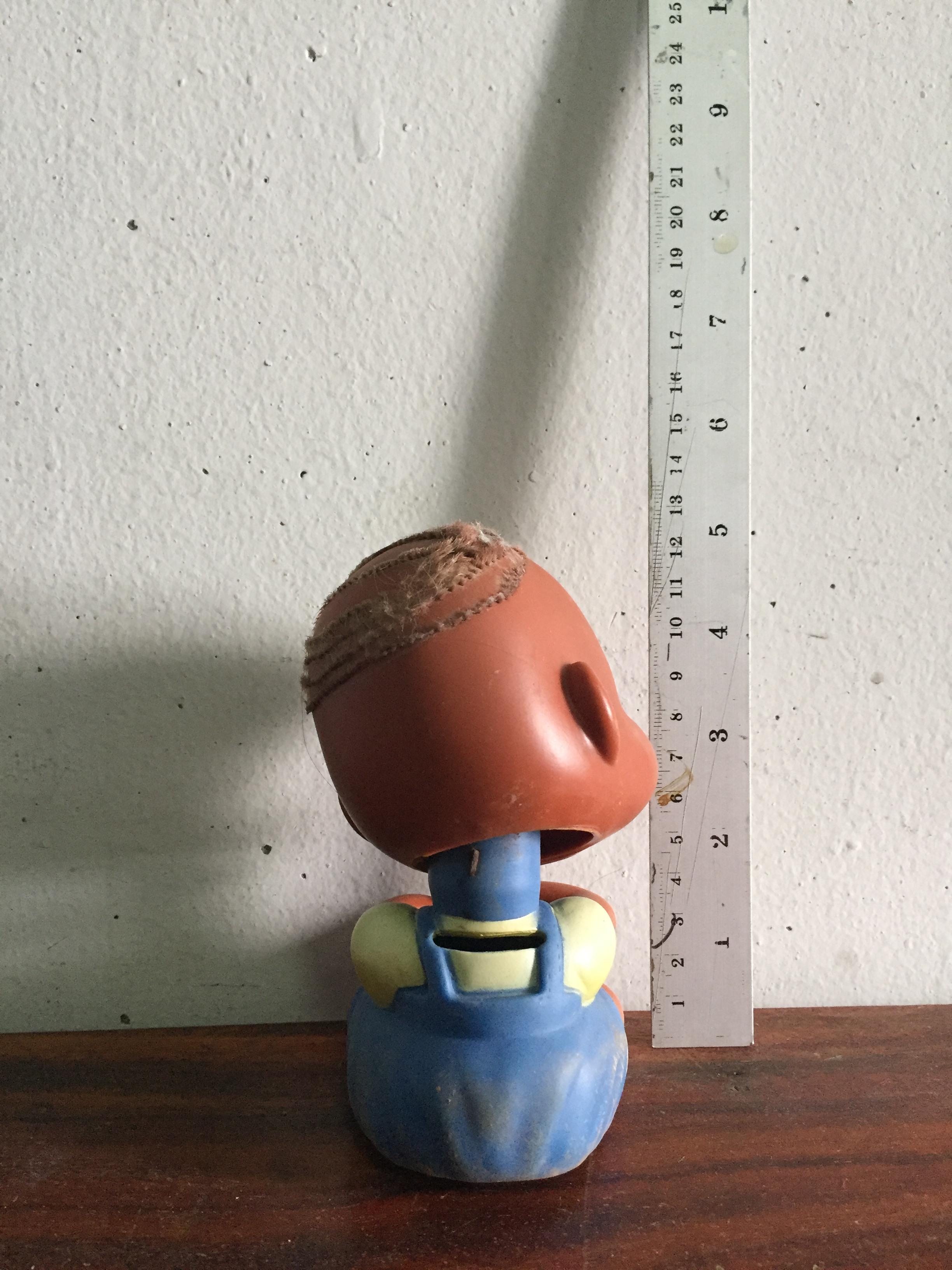 ตุ๊กตาโบราณ หัวดุ๊กดิ๊ก ขดลวดขึ้นสนิม ผมตัดหมด ตามภาพ