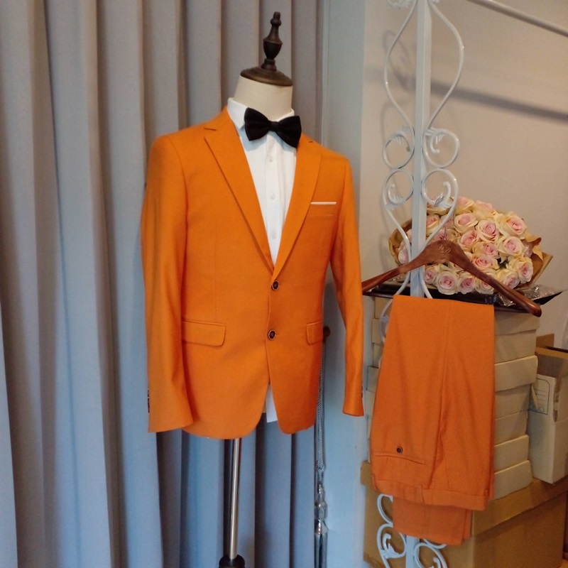 เช่า ชุดสูทชาย สีส้ม สไตล์เกาหลี เซต 2 ชิ้น