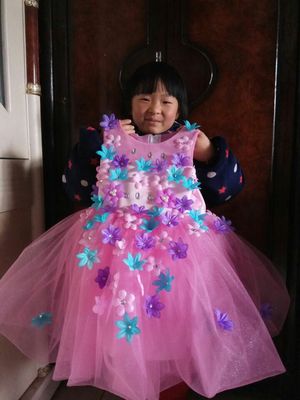 Pre-order ชุดราตรีเด็ก หน้าสั้นหลังยาว แขนกุด ผ้าลูกไม้ กระโปรงตาข่าย แต่งผีเสื้อสามมิติ สวยหวานน่ารักมาๆ