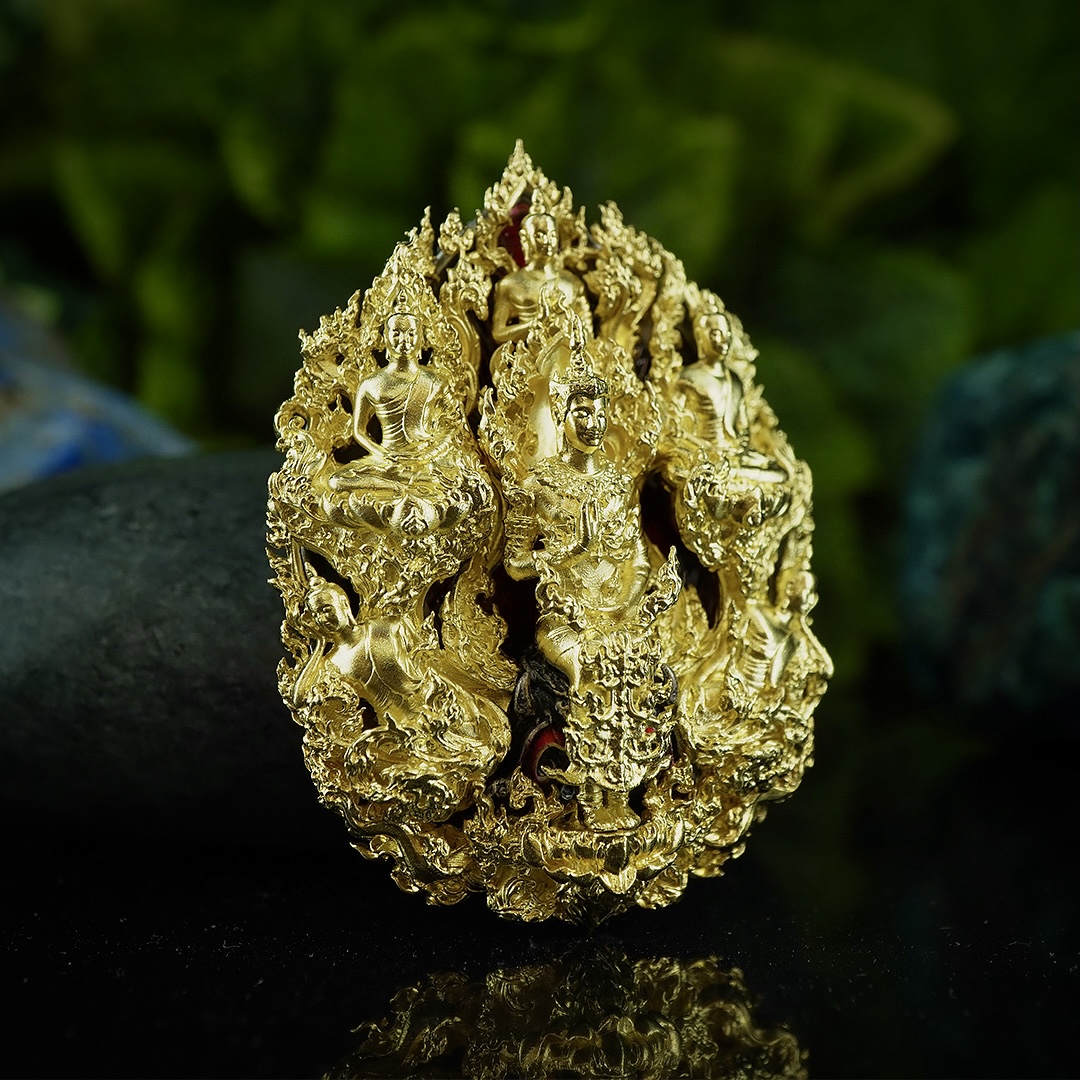 พระยมกปาฎิหาริย์ รายการพิเศษ เนื้อบรอนซ์ชุบทองหลังชุบซาตินลงยาแดง