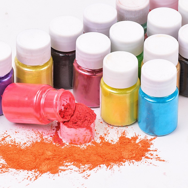 สีไมก้าผงไข่มุกทำสบู่ เครื่องสำอาง แชมพู ทำเทียน เครื่องประดับเรซิ่น ขวด 10 กรัม