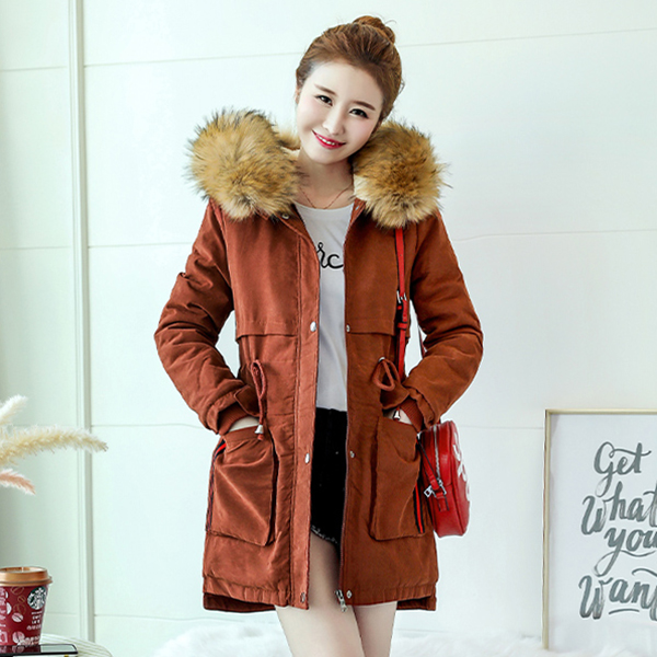 PREMIUM เสื้อโค้ทกันหนาวบุขนใส่ติดลบลุยหิมะได้ ฮูดแต่งเฟอร์ใหญ่ (12245X)