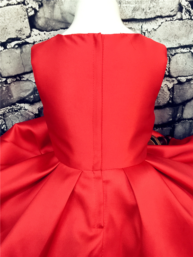 Pre-Order ชุดราตรีเด็ก สไตล์เจ้าหญิง แขนกุด คอกลม แต่งมุก ลูกไม้ สีแดง สีเทา