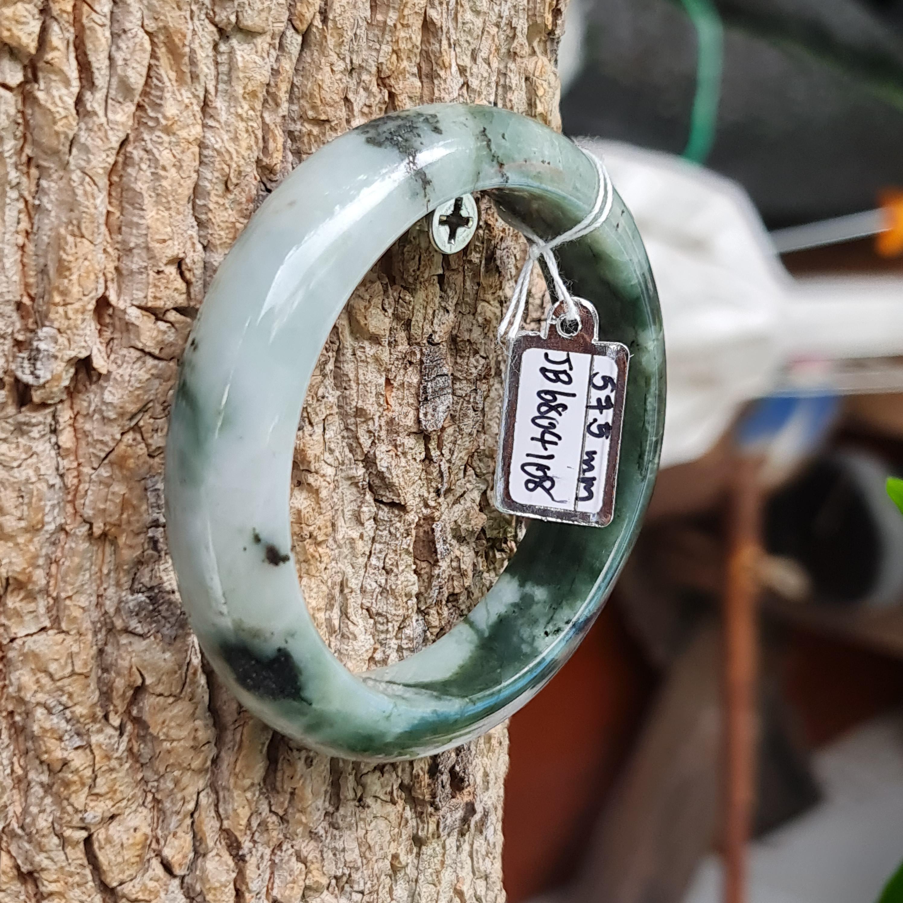 JB6804108 หยก พม่า แท้ Jade กำไลหยก 57.5 มม. (Jadeite bracelet) พม่า (Myanmar)