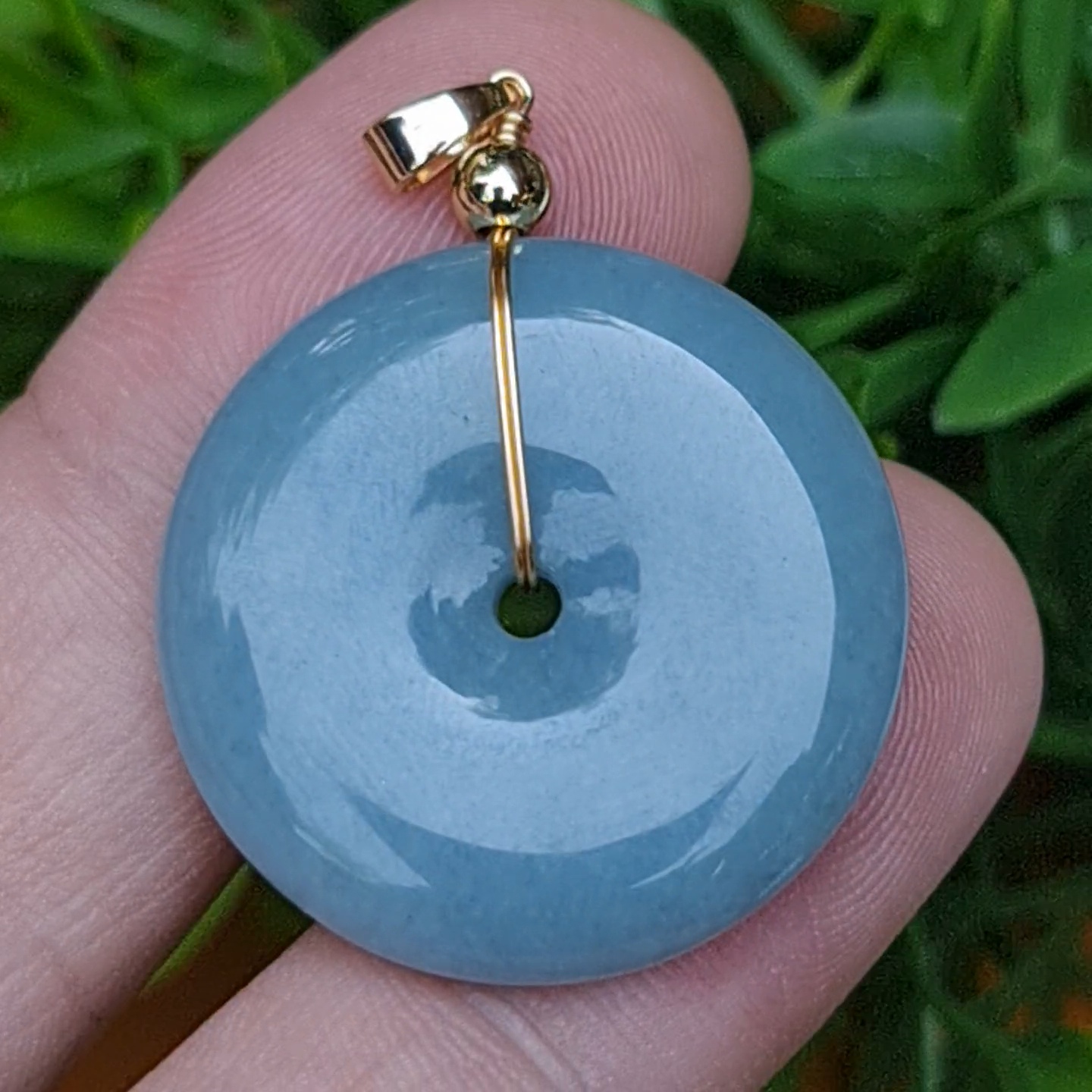 หยก จี้โดนัทหยก 48.45 Cts. (ฺBi Disc Jade) หยกแท้ อัญมณีมงคลประจําวันเกิด เครื่องประดับพลอย