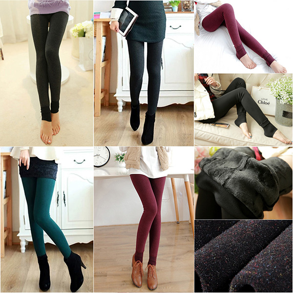 กางเกงเลกกิ้งกันหนาวติดลบ ซับกำมะหยี่ เปิดปลายเท้า (11261L)