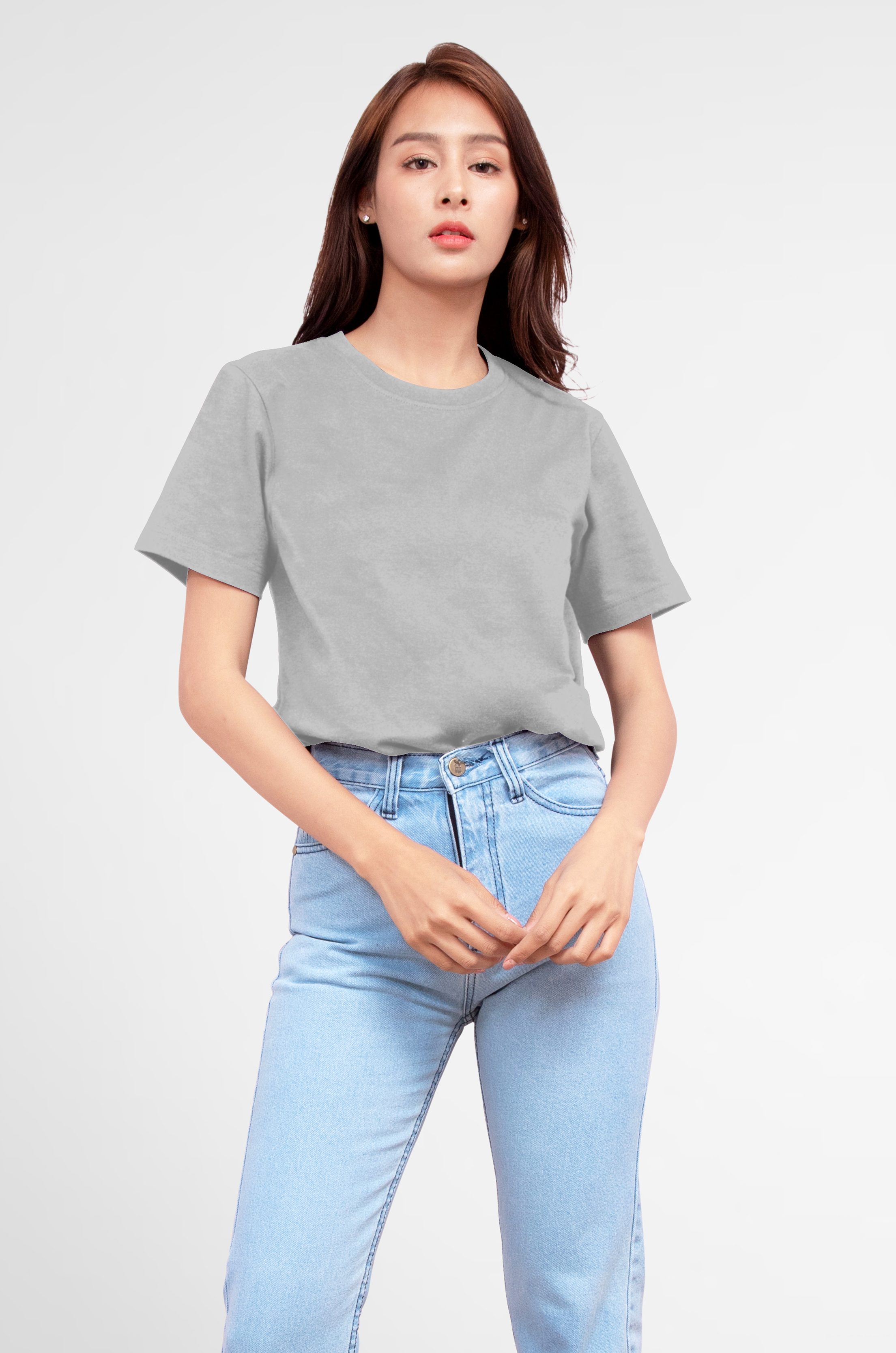 Noproblem Noproblem ยอดขาย No.1 รับประกัน ไม่ย้วย ไม่ยืด ผ้านุ่ม เสื้อยืด สีพื้น เสื้อยืดคอกลม สีเทาอ่อน