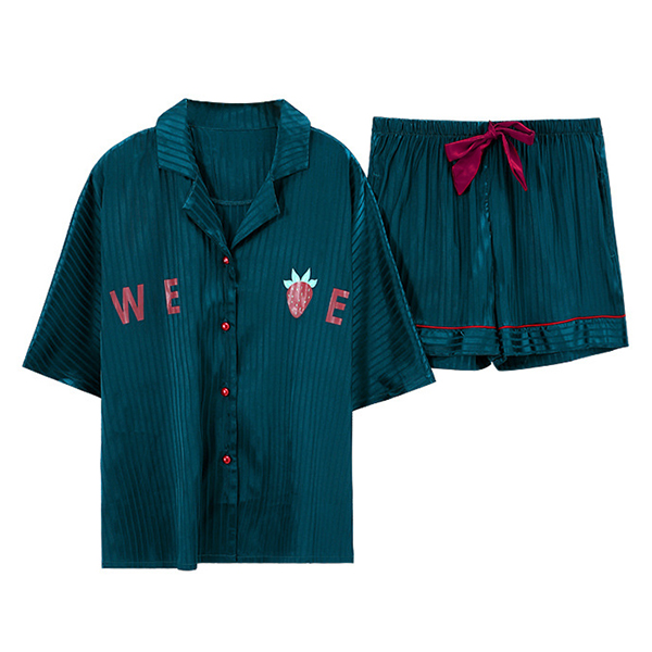 🚩พร้อมส่ง🚩ชุดนอน Silk Satin แขนสั้นขาสั้น ชุดนอนซาตินเกรดพรีเมี่ยม ผ้านุ่มลื่นละมุนผิว ใส่สบายไม่ร้อน (CT116-2)