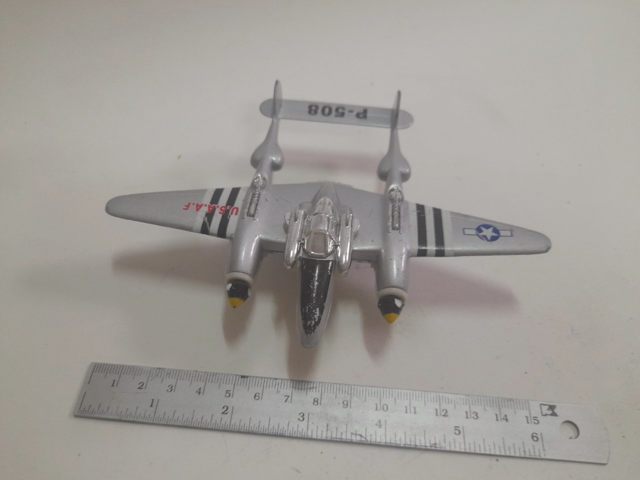 มีหลายภาพ โมเดลเครื่องบินรบจากสงครามโลกครั้งที่2 P-508 /P38 Lightning ขนาดตามภาพ ของมีตามภาพ