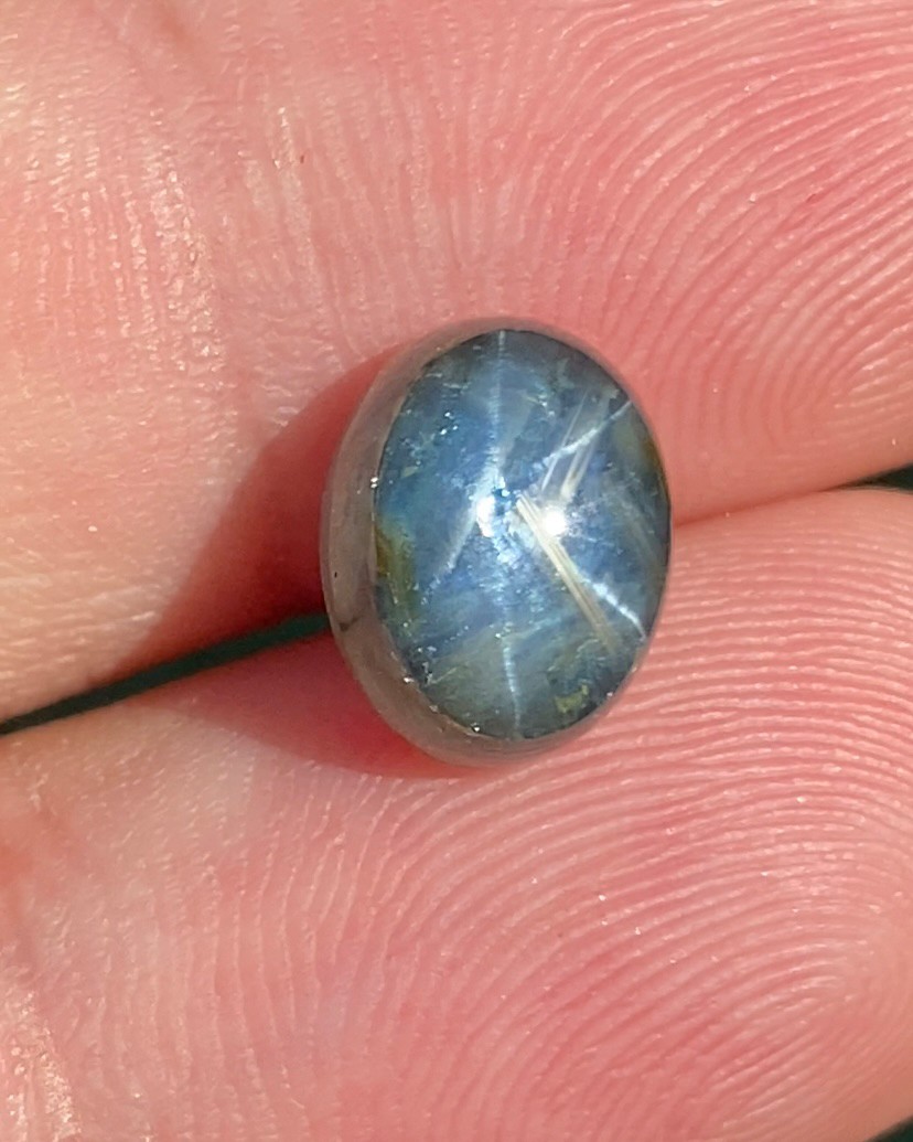 พลอย ไพลิน สตาร์ แซฟไฟร์ Blue Star Sapphire 5.87 กะรัต (Cts.) ดิบ Unheated พร้อมใบเซอร์ พลอยแท้ อัญมณีมงคลประจําวันเกิด เครื่องประดับพลอย