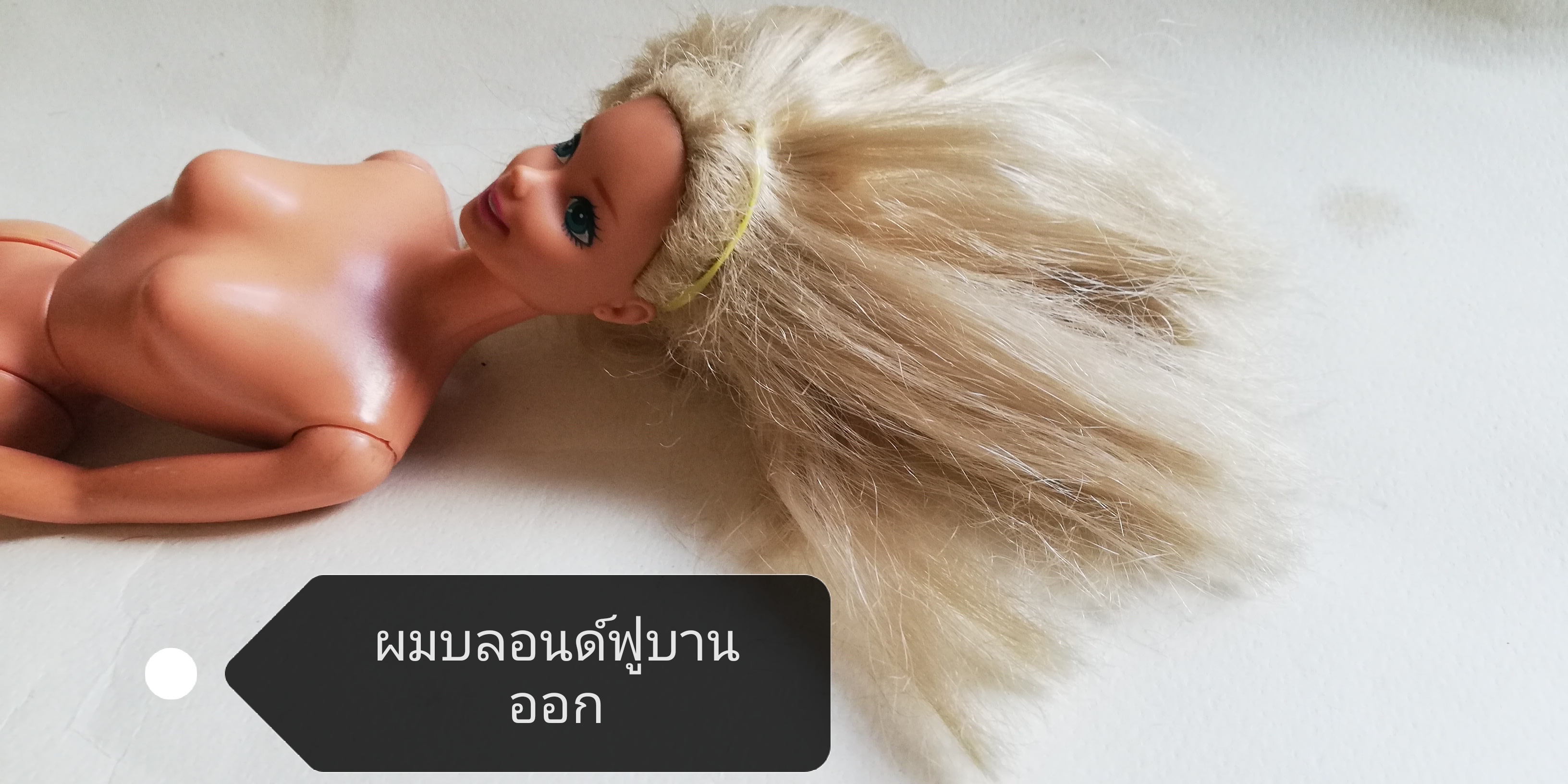 มีหลายภาพ,***ขาหลวมตามภาพ, ตุ๊กตาบาร์บี้หน้าวินเทจ ผมบลอนด์ฟู, พร้อมชุด เอวหมุนได้ ขายาง พับงอได้