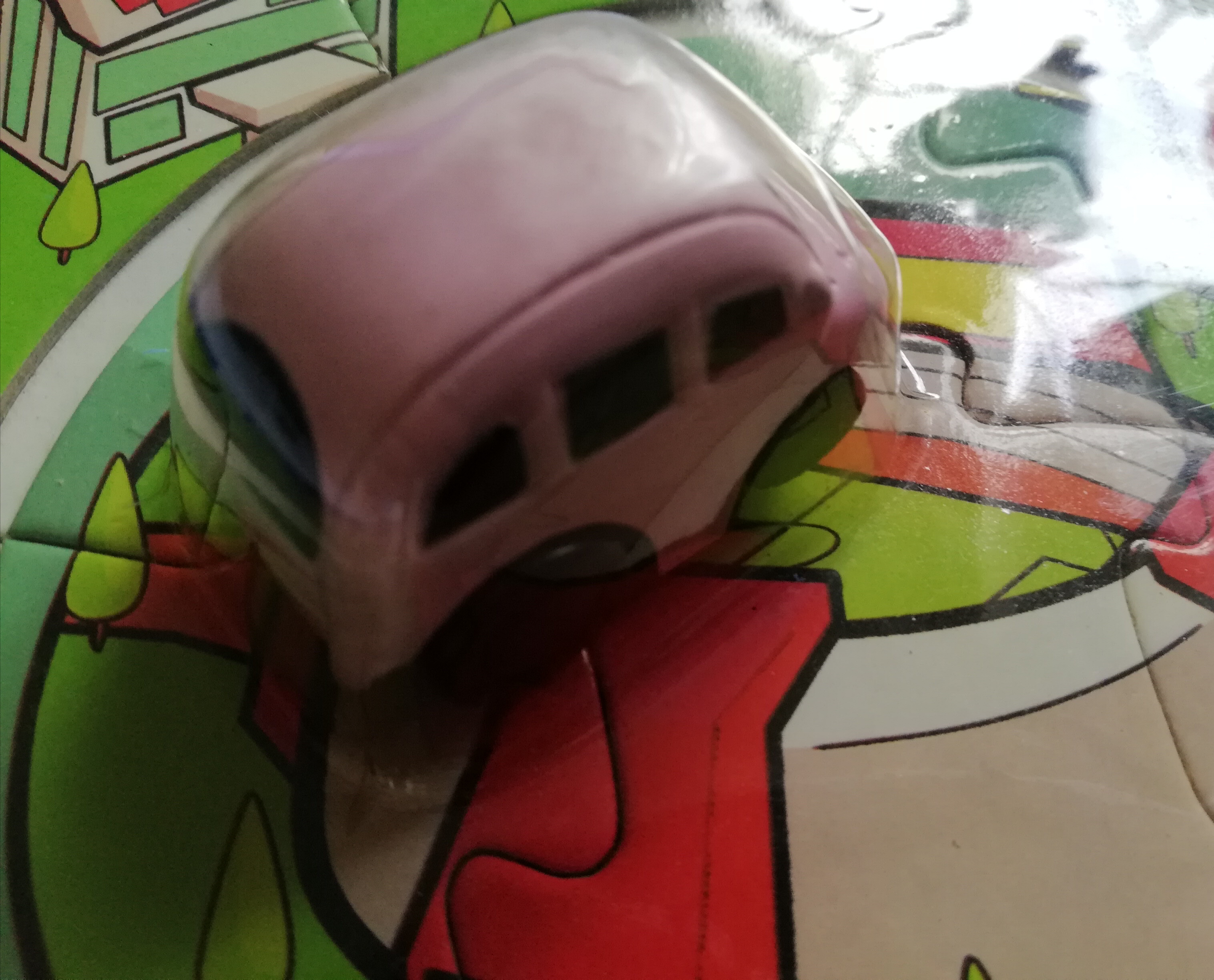 ของเก่าสะสม เกมส์รถไขลานวิ่งในรางจิ๊กซอร์ ของ LOVELY CAR สภาพเก่าเก็บตามสภาพ ยังไม่แกะแพค แบบ#1สีชมพู