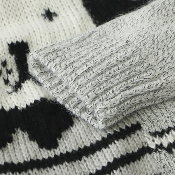 เสื้อไหมพรมกึ่งวูลผ้าหนานุ่ม ถักลายสิงโต (12053LM)