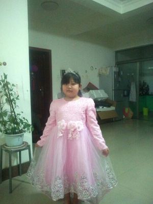 Pre-order ชุดราตรีเด็ก หน้าสั้นหลังยาว แขนยาว กระโปรงตาข่าย แต่งดอกไม้ช่วงเอว ปักเลื่อมที่ชายกระโปรง แต่งโบว์ด้านหลัง สวยน่ารัก