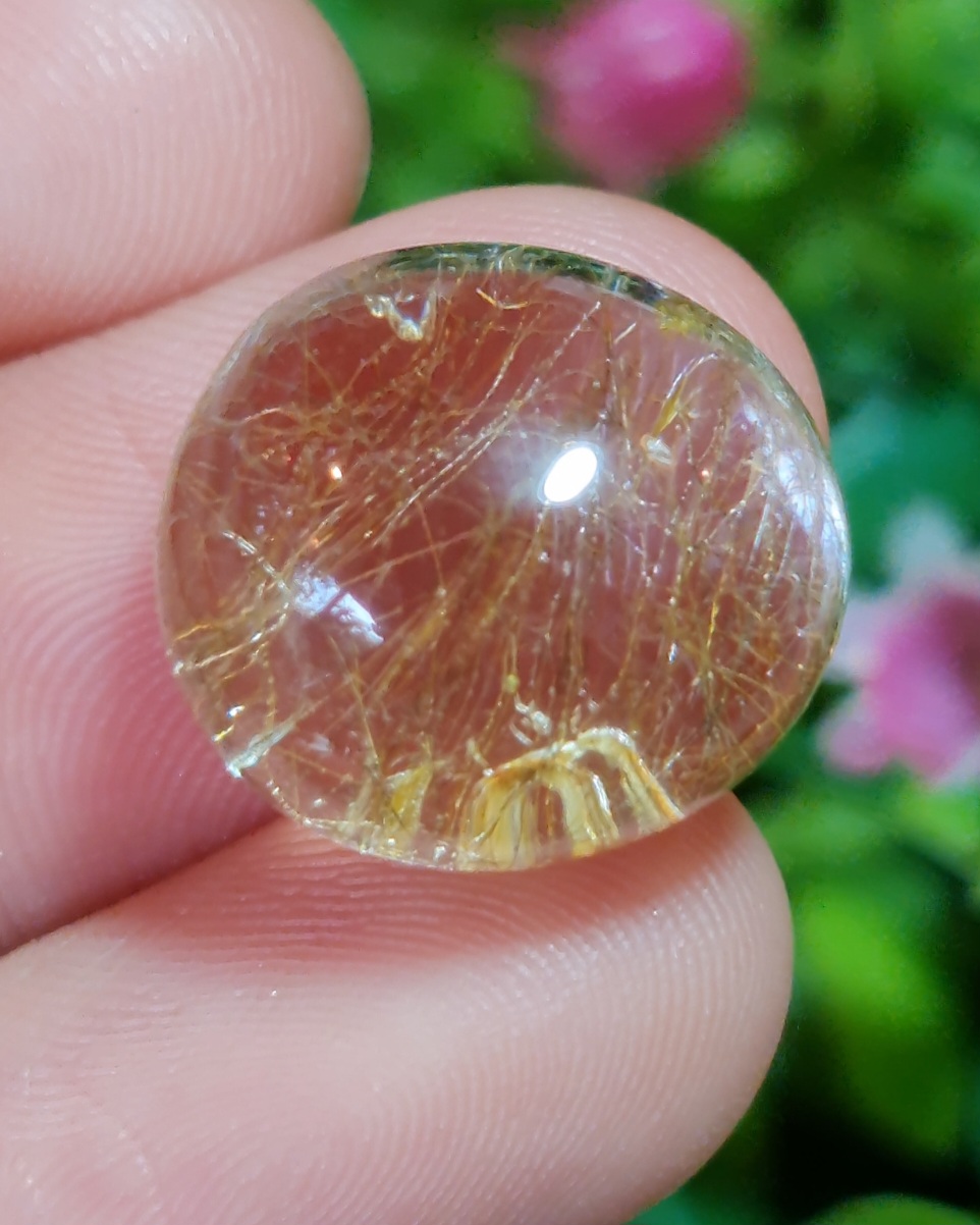 ไหมทอง ควอตซ์ Golden Rutilated Quartz 18.77 กะรัต Cts.พลอยแท้ อัญมณีมงคลประจําวันเกิด เครื่องประดับพลอย