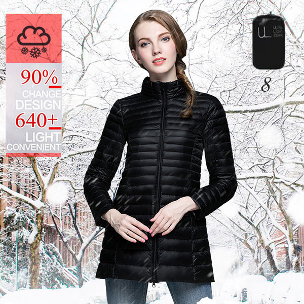 Ultra Light Down เสื้อโค้ทกันหนาวขนเป็ดตัวยาว พร้อมถุงเก็บ (11967X)