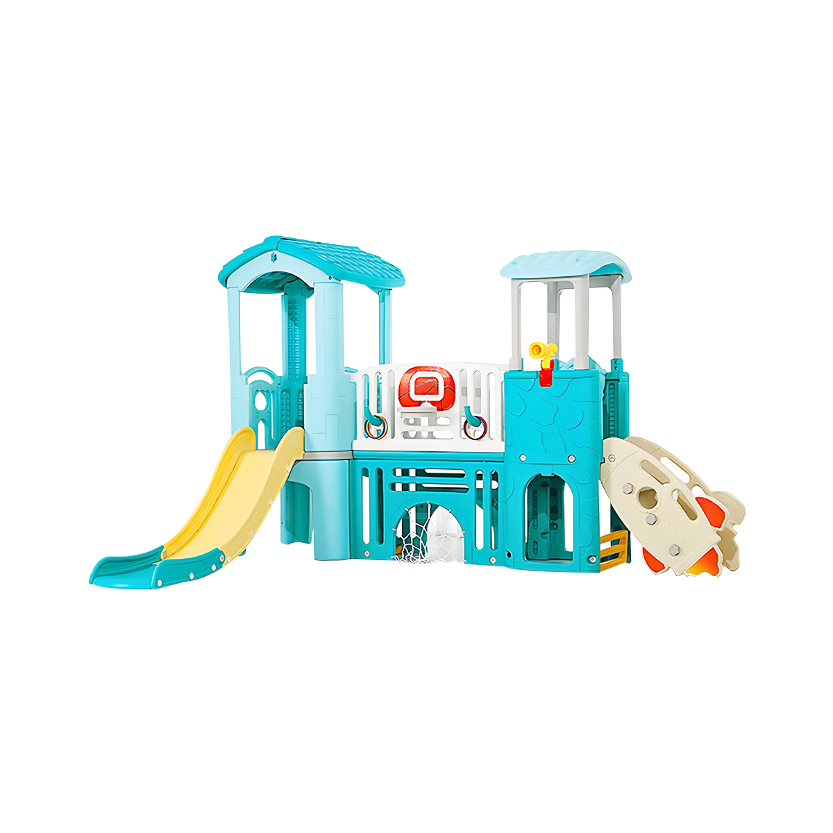 บ้านของเล่น บ้านน้อยสองชั้นบันไดจรวด กระดานลื่น 1 ทาง Play House Two levels Little Play House with Rocket Stairs
