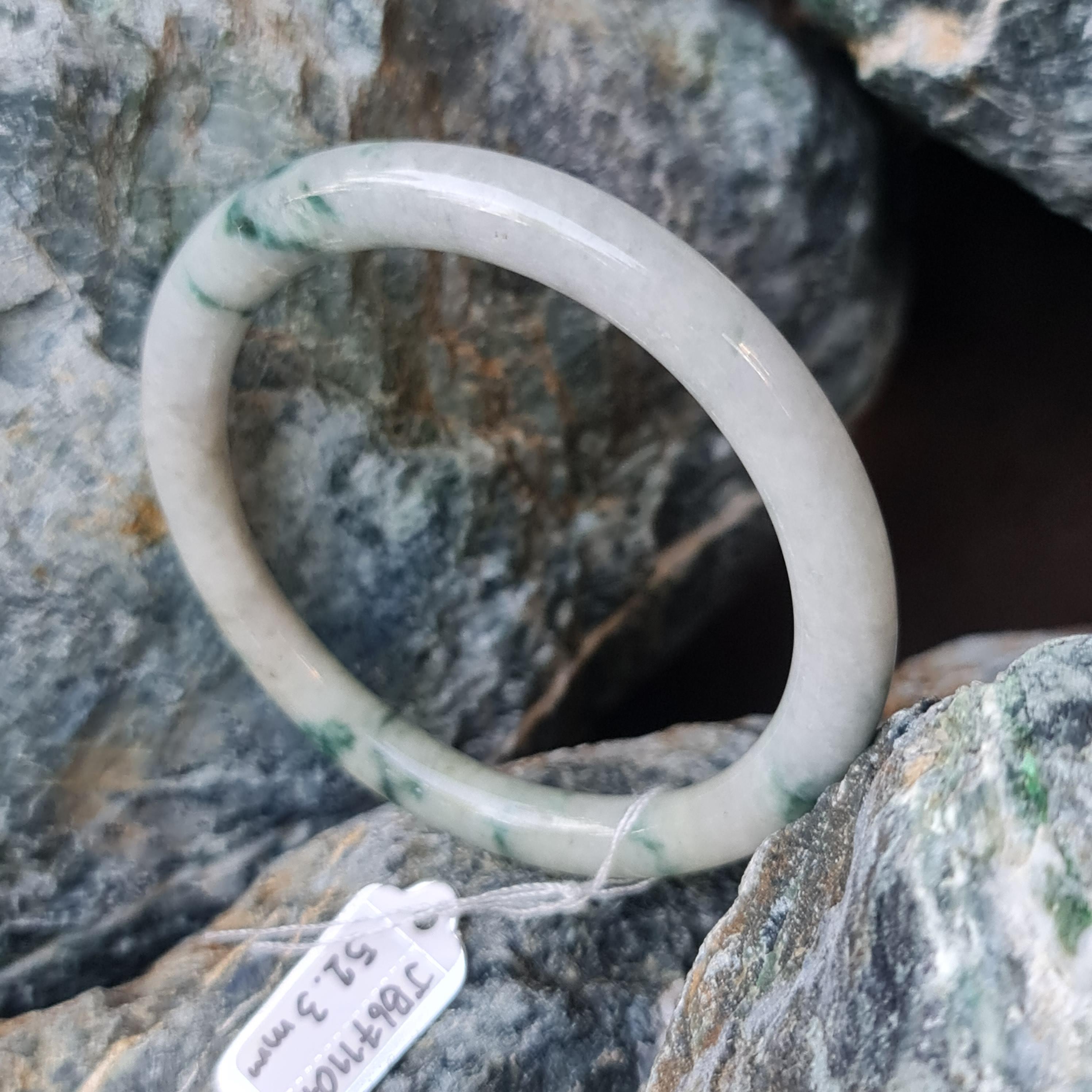 JB6711078 หยก พม่า แท้ Jade กำไลหยก 52.3 มม. (Jadeite bracelet) พม่า (Myanmar)