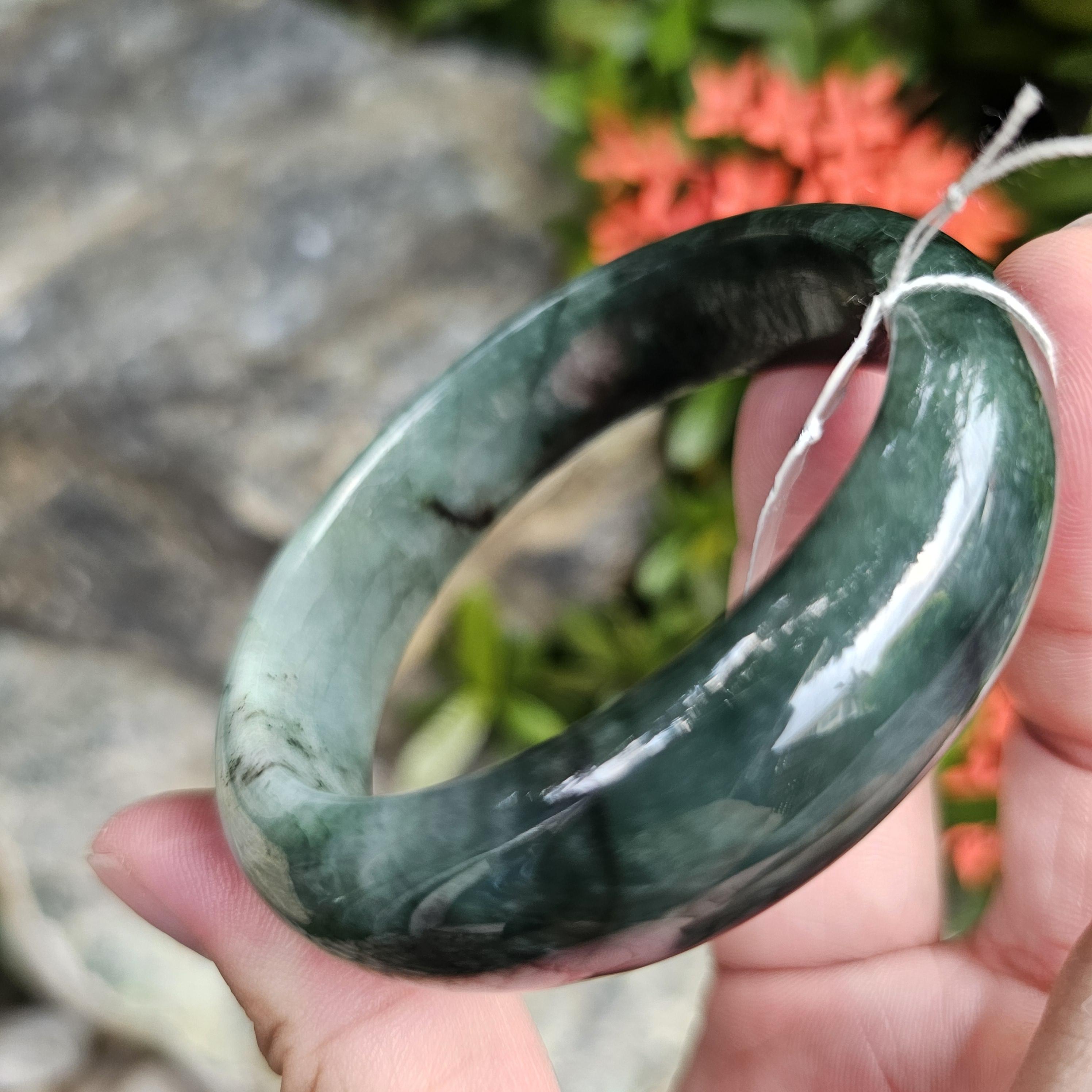 JB6804036 หยก พม่า แท้ Jade กำไลหยก 56.7 มม. (Jadeite bracelet) พม่า (Myanmar)