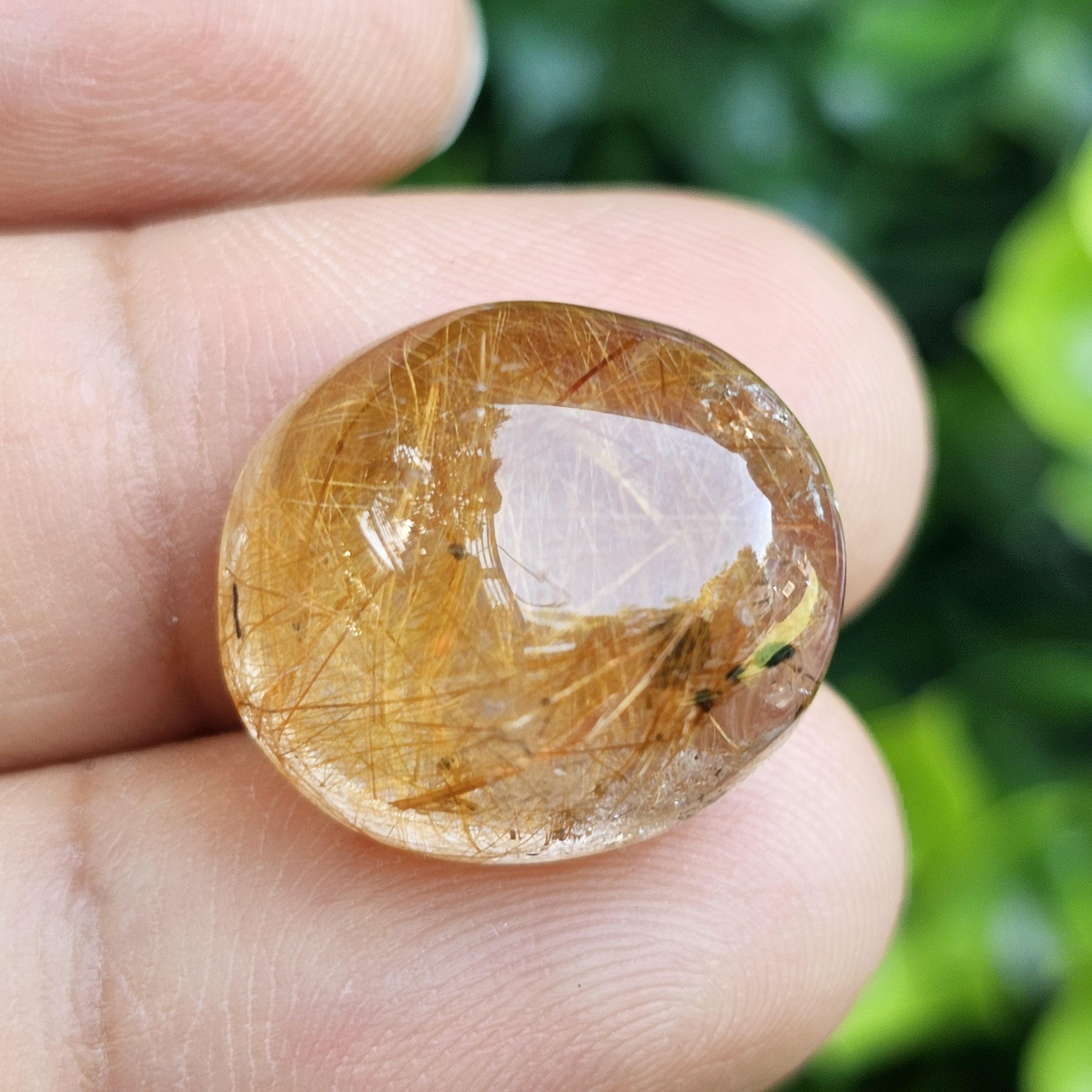 ไหมทอง ควอตซ์ Golden Rutilated Quartz 22.51 กะรัต Cts.พลอยแท้ อัญมณีมงคลประจําวันเกิด เครื่องประดับพลอย
