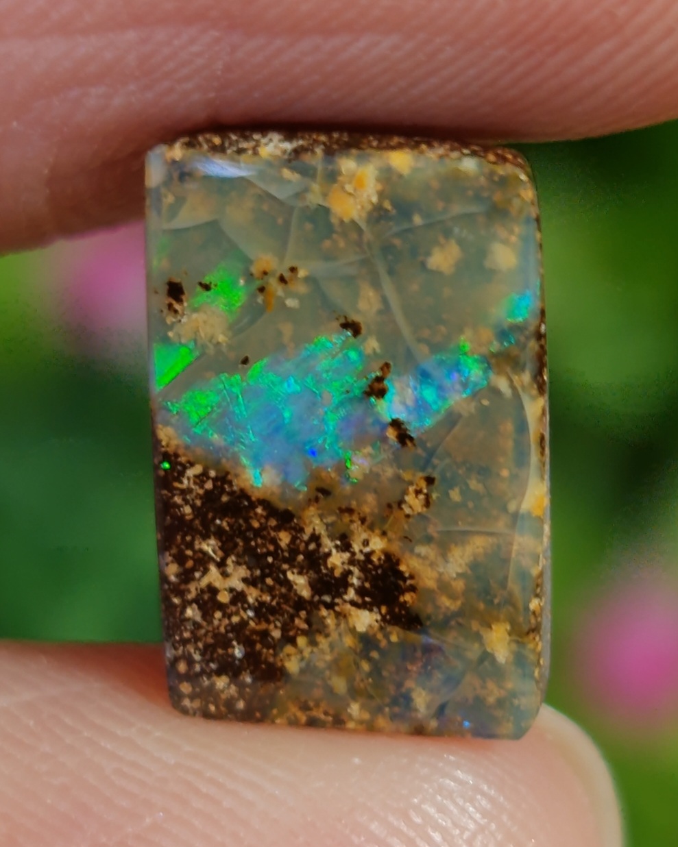 พลอย โบลเดอร์ โอปอล ออสเตรเลีย Australian Boulder Opal 4.90 กะรัต (Cts.) พลอยแท้ อัญมณีมงคลประจําวันเกิด เครื่องประดับพลอย