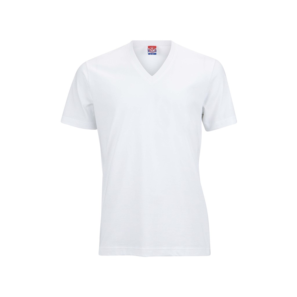 Noproblem Noproblem ยอดขาย No.1 รับประกัน ไม่ย้วย ไม่ยืด ผ้านุ่ม เสื้อยืด สีพื้น เสื้อยืดคอวี สีขาว