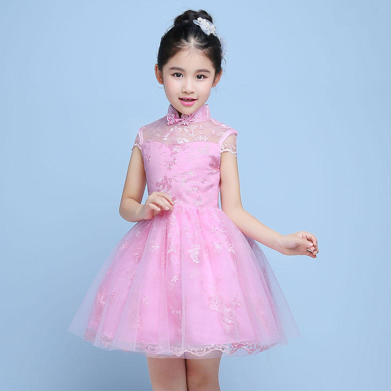 Pre-Order ชุดราตรีเด็ก สไตล์เจ้าหญิง แขนสั้น คอจีน