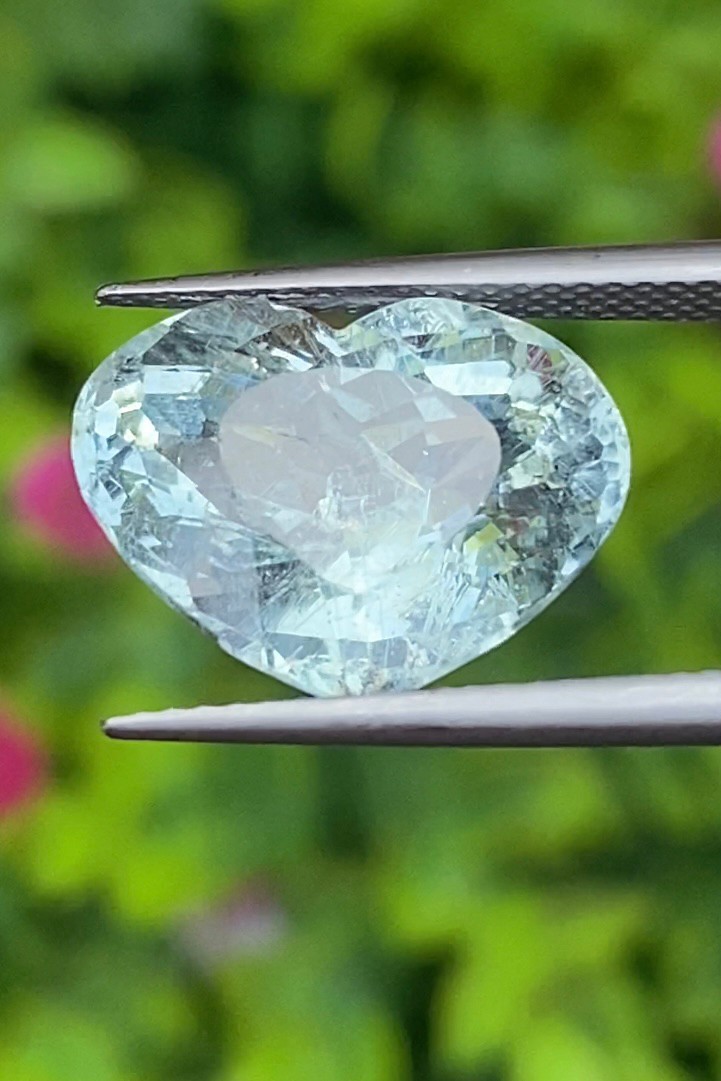 พลอย อความารีน Aquamarine 7.63 กะรัต (Cts.) พลอยแท้ อัญมณีมงคลประจําวันเกิด เครื่องประดับพลอย